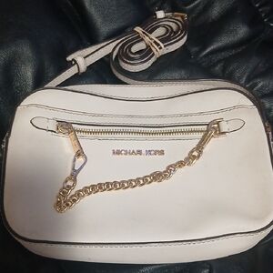 Michael Kors Off-White Crossbody Bag with Gold Chain